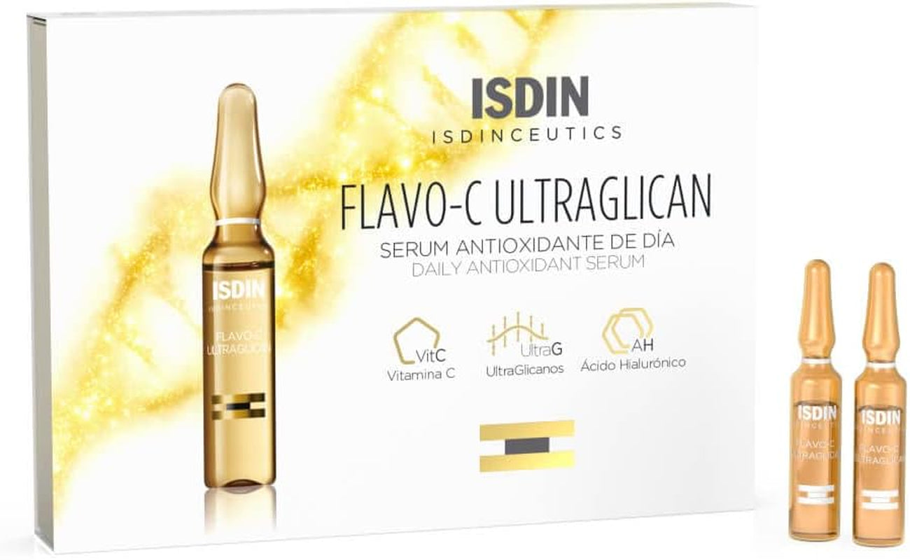 ISDIN Isdinceutics Flavo-C Ultraglican, Sérum Facial Antioxidante Con Vitamina C Que Protege E Ilumina La Piel