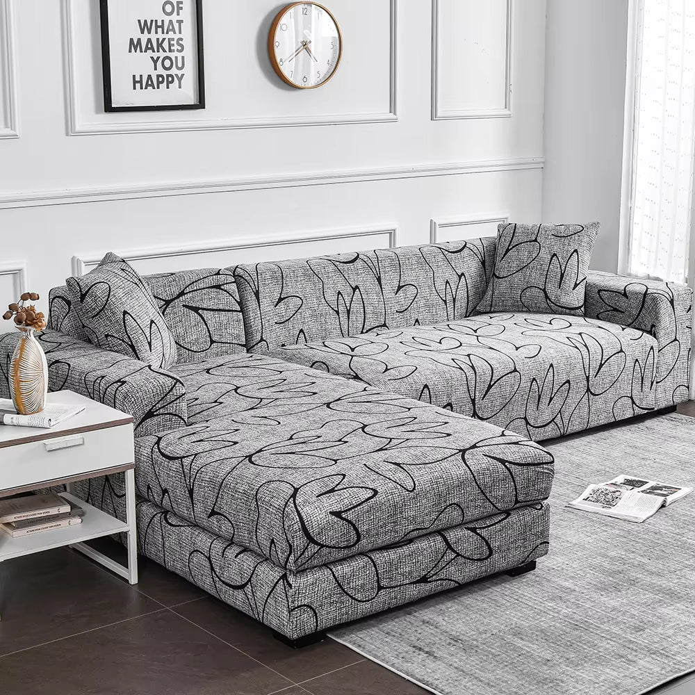Flower Printed Elastic Sofa Cover - Antidirt Spandex Furniture Protector for Bedroom, Office, and Living Room Decor
