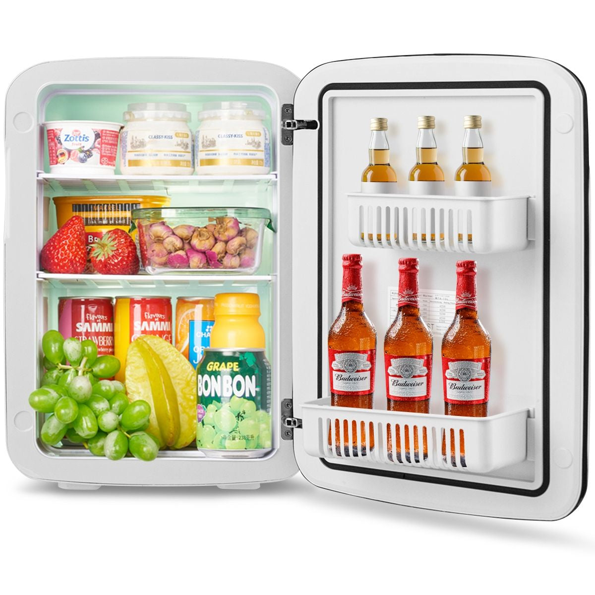 Mini Nevera Portátil 2 En 1 Nevera Compacta 15 L Para Coche Bebidas Blanco 38 X 33 X 27 Cm