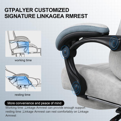 GTPLAYER Gaming Chair, Technical Fabric Office Chair with Pocket Spring Cushion, Linkage Armrests and Footrest, High Back Ergonomic Chair, Adjustable Comfortable Modern