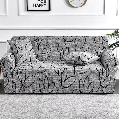 Flower Printed Elastic Sofa Cover - Antidirt Spandex Furniture Protector for Bedroom, Office, and Living Room Decor