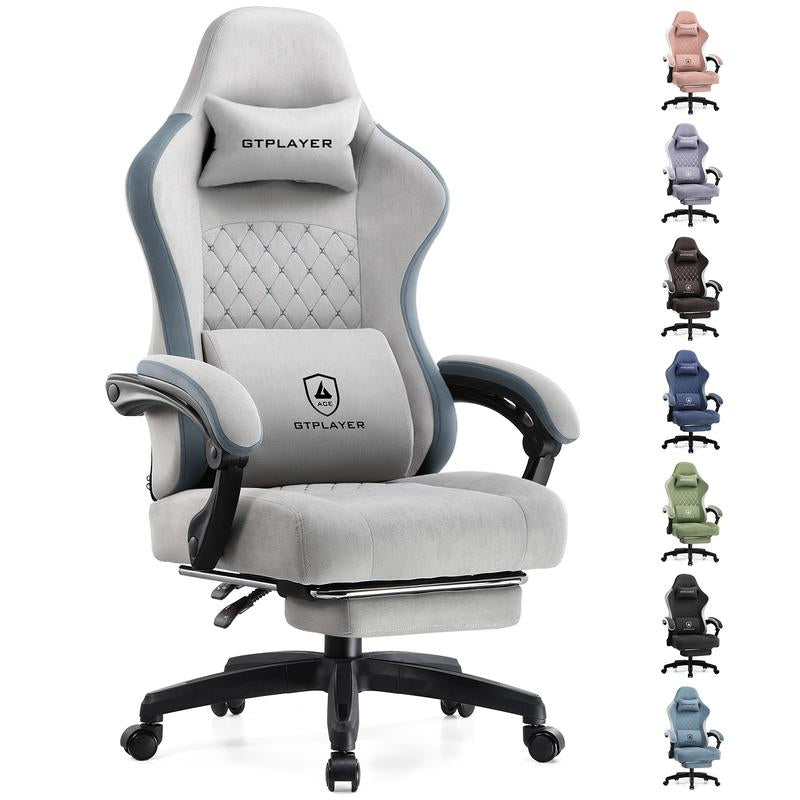 GTPLAYER Gaming Chair, Technical Fabric Office Chair with Pocket Spring Cushion, Linkage Armrests and Footrest, High Back Ergonomic Chair, Adjustable Comfortable Modern