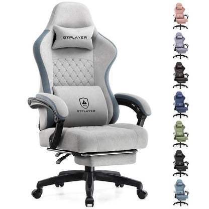 GTPLAYER Gaming Chair, Technical Fabric Office Chair with Pocket Spring Cushion, Linkage Armrests and Footrest, High Back Ergonomic Chair, Adjustable Comfortable Modern