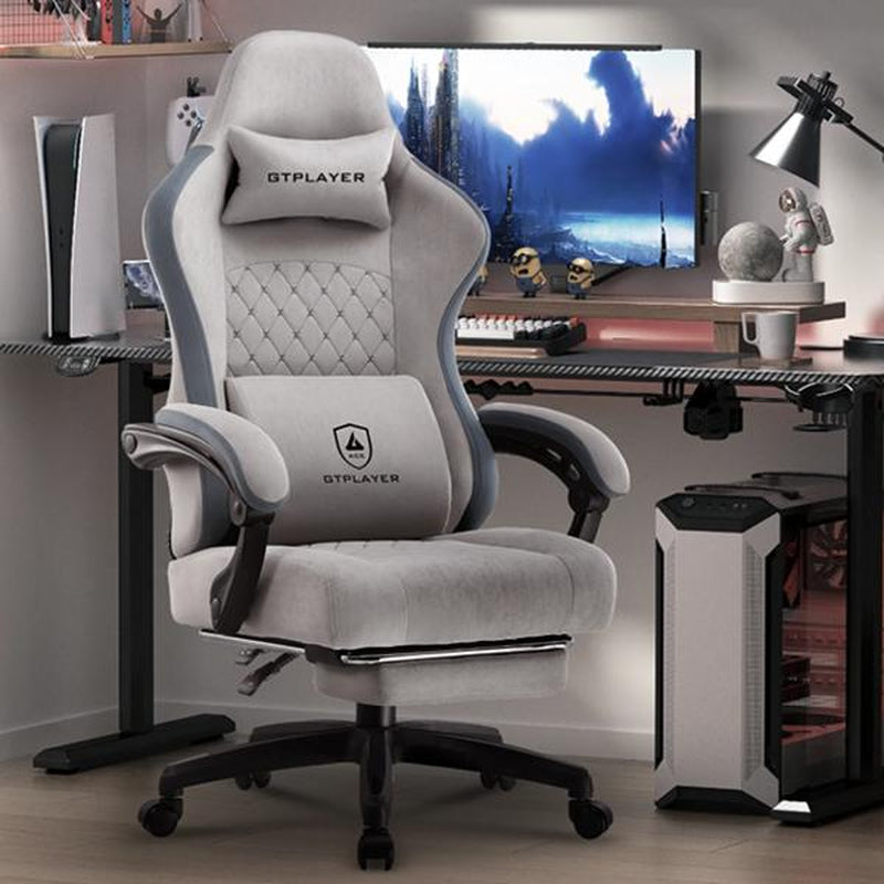 GTPLAYER Gaming Chair, Technical Fabric Office Chair with Pocket Spring Cushion, Linkage Armrests and Footrest, High Back Ergonomic Chair, Adjustable Comfortable Modern