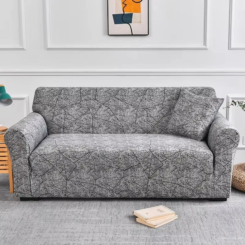 Flower Printed Elastic Sofa Cover - Antidirt Spandex Furniture Protector for Bedroom, Office, and Living Room Decor