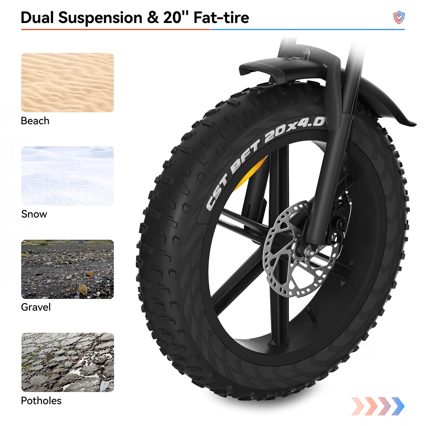 Electric Bike 20" X 4.0 Electric Bike for Adults with 750W Brushless Motor, Long-Lasting 48V 14Ah Removable Battery, 7-Speed Transmission , 20 Inch Fat Tires,Integrated Wheels