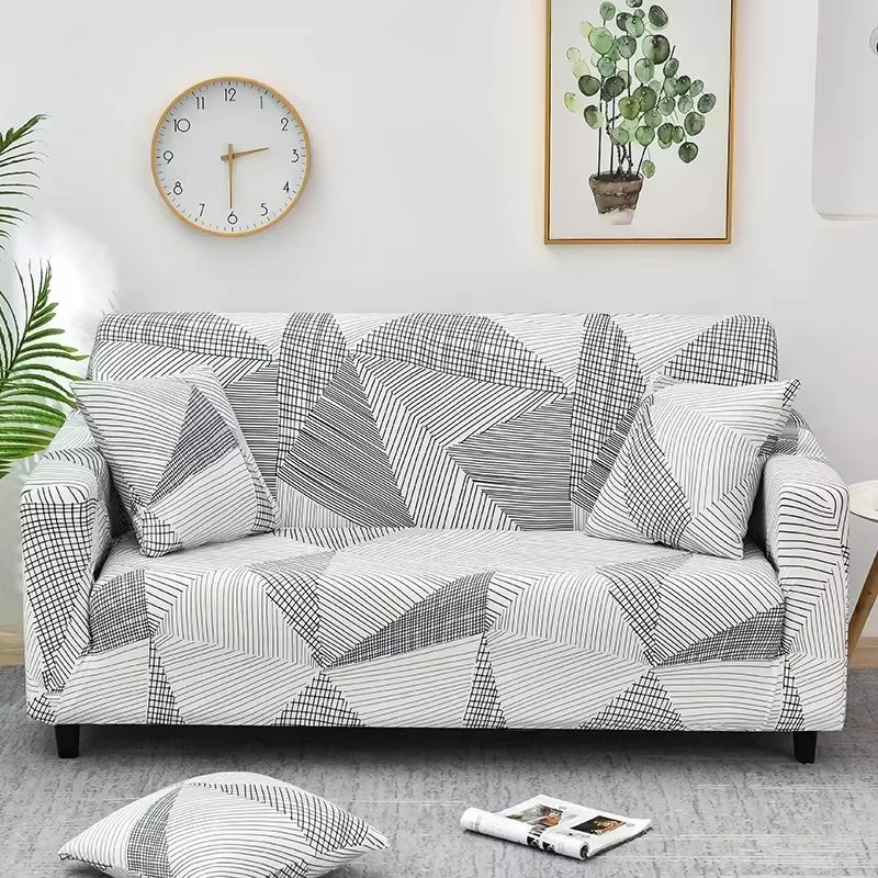 Flower Printed Elastic Sofa Cover - Antidirt Spandex Furniture Protector for Bedroom, Office, and Living Room Decor