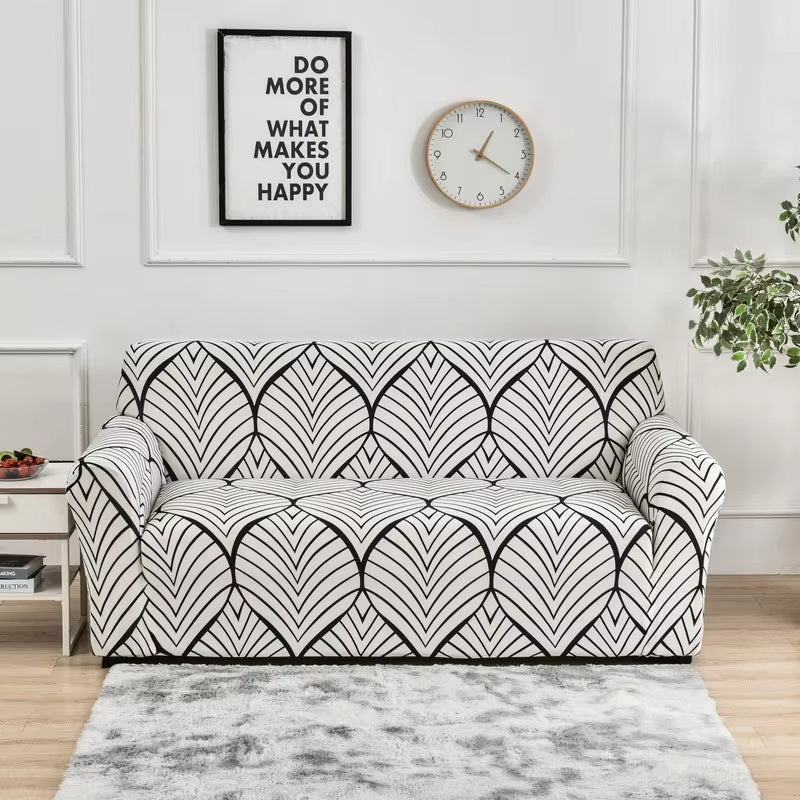 Flower Printed Elastic Sofa Cover - Antidirt Spandex Furniture Protector for Bedroom, Office, and Living Room Decor