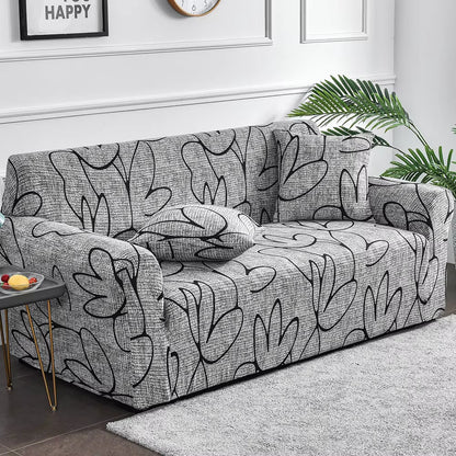 Flower Printed Elastic Sofa Cover - Antidirt Spandex Furniture Protector for Bedroom, Office, and Living Room Decor
