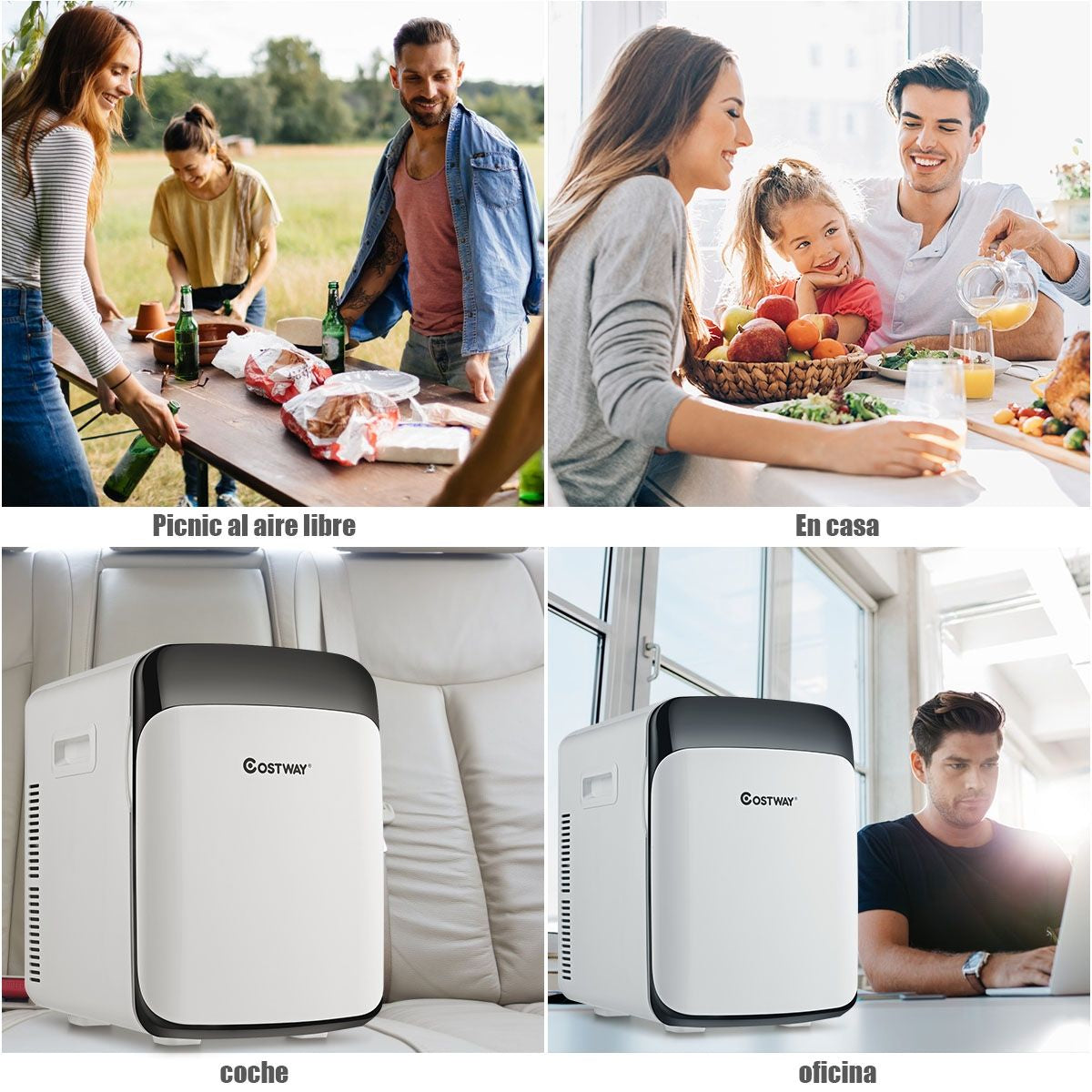 Mini Nevera Portátil 2 En 1 Nevera Compacta 15 L Para Coche Bebidas Blanco 38 X 33 X 27 Cm