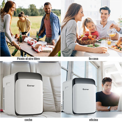 Mini Nevera Portátil 2 En 1 Nevera Compacta 15 L Para Coche Bebidas Blanco 38 X 33 X 27 Cm