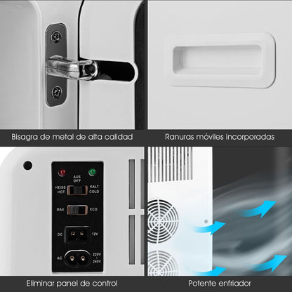 Mini Nevera Portátil 2 En 1 Nevera Compacta 15 L Para Coche Bebidas Blanco 38 X 33 X 27 Cm