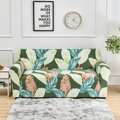 Flower Printed Elastic Sofa Cover - Antidirt Spandex Furniture Protector for Bedroom, Office, and Living Room Decor